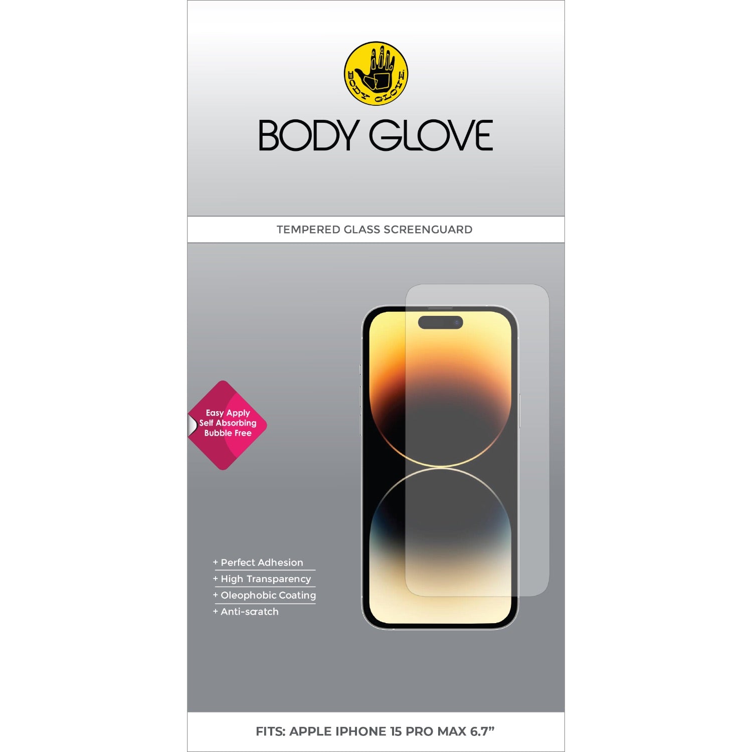Body Glove Tempered Glass Screen Protector - Apple iPhone 15 Pro Max