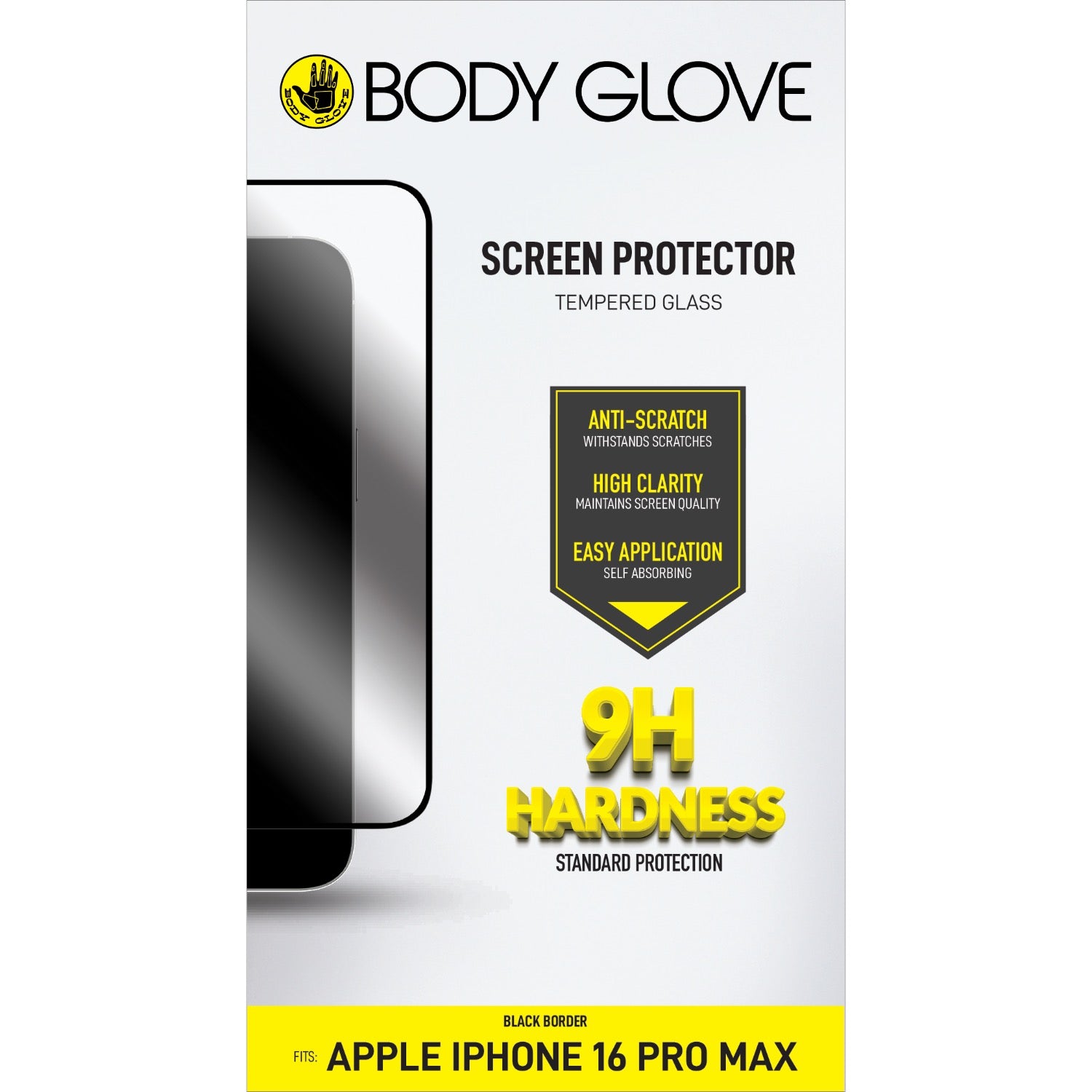 Body Glove Tempered Glass Screen Protector - Apple iPhone 16 Pro Max - Black Border