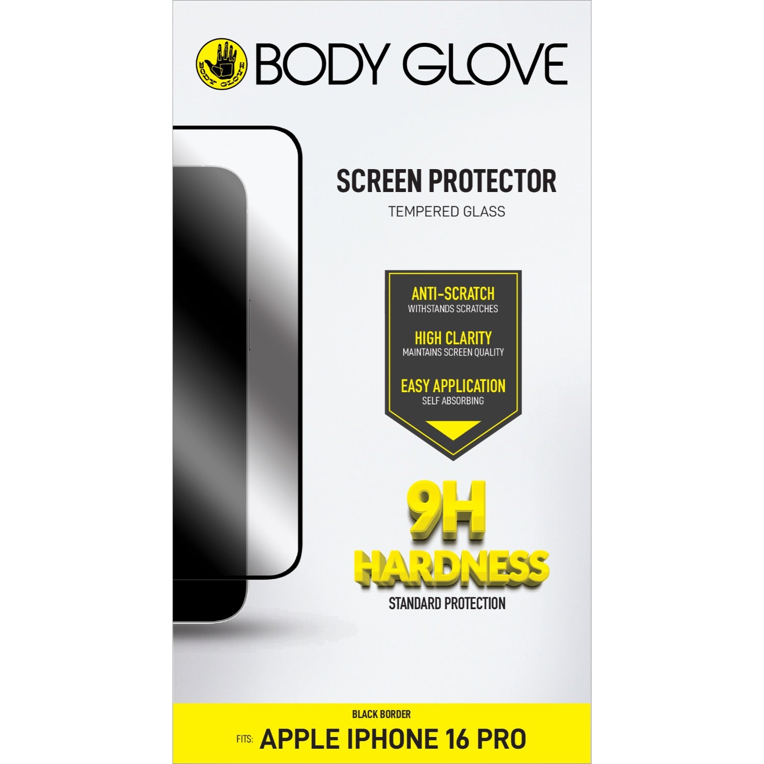 Body Glove Tempered Glass Screen Protector - Apple iPhone 16 Pro - Black Border