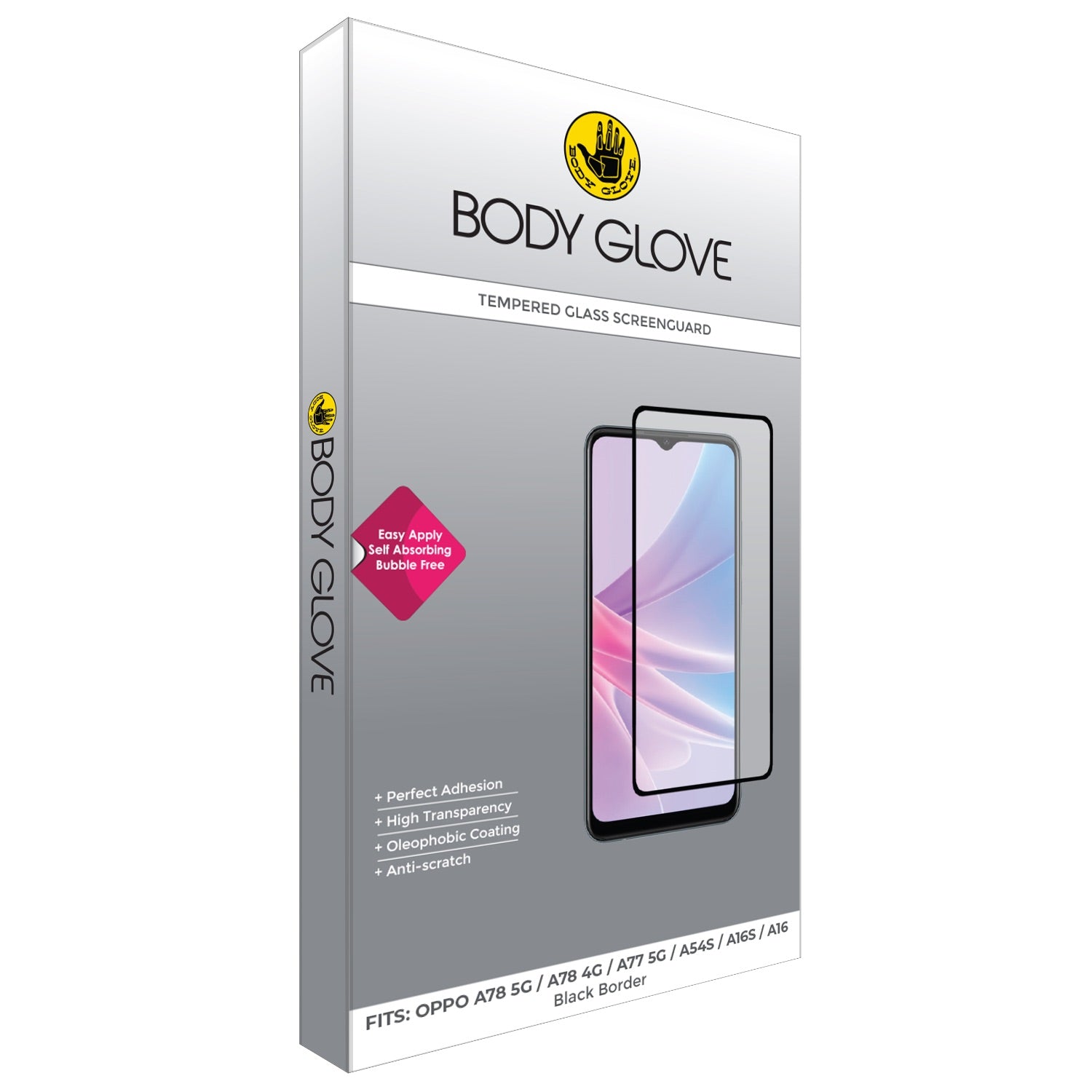 Body Glove Tempered Glass Screen Protector - Oppo A78 4G/A78 5G/A77 5G/A54S/A16/A16S