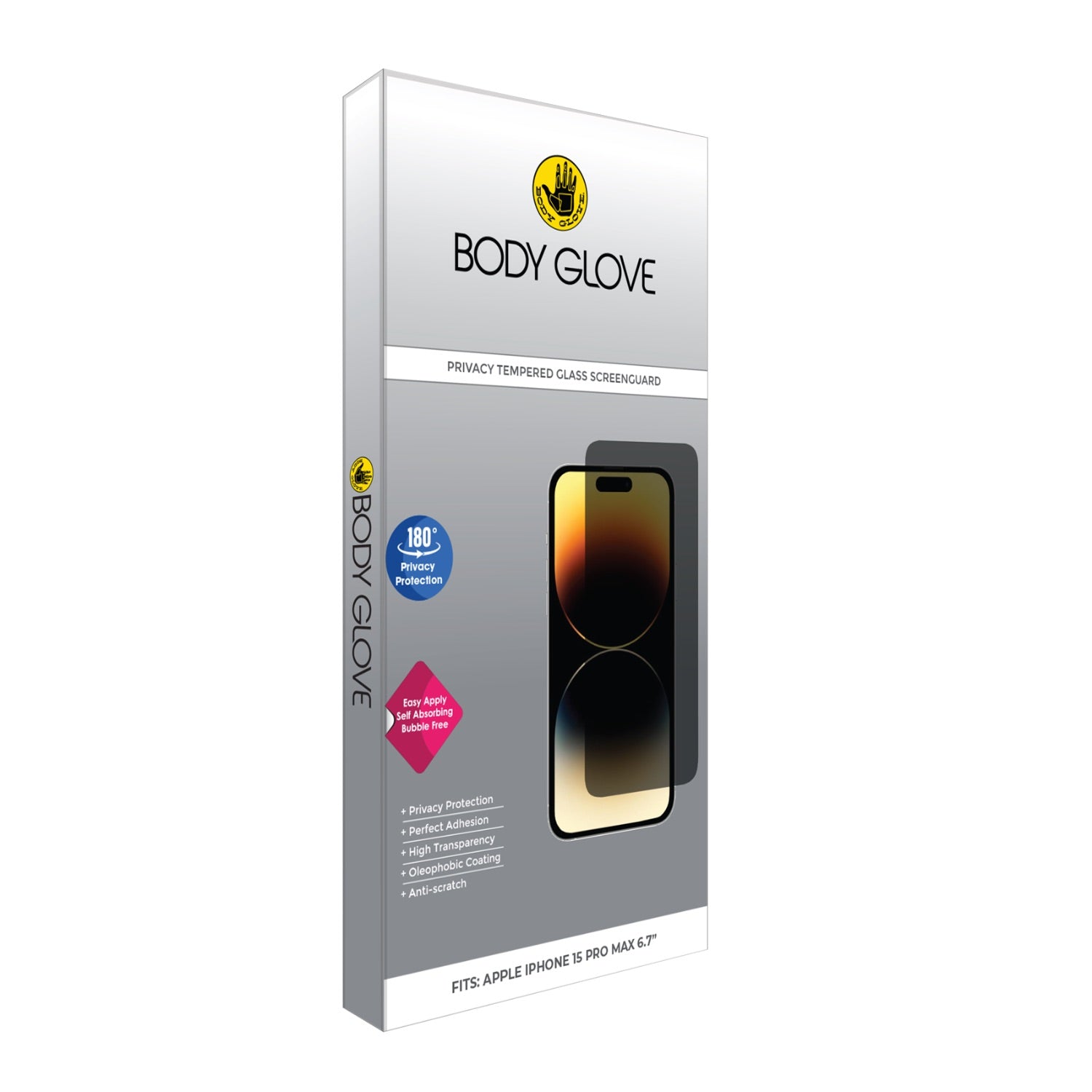 Body Glove Privacy Tempered Glass Screen Protector - Apple iPhone 15 Pro Max