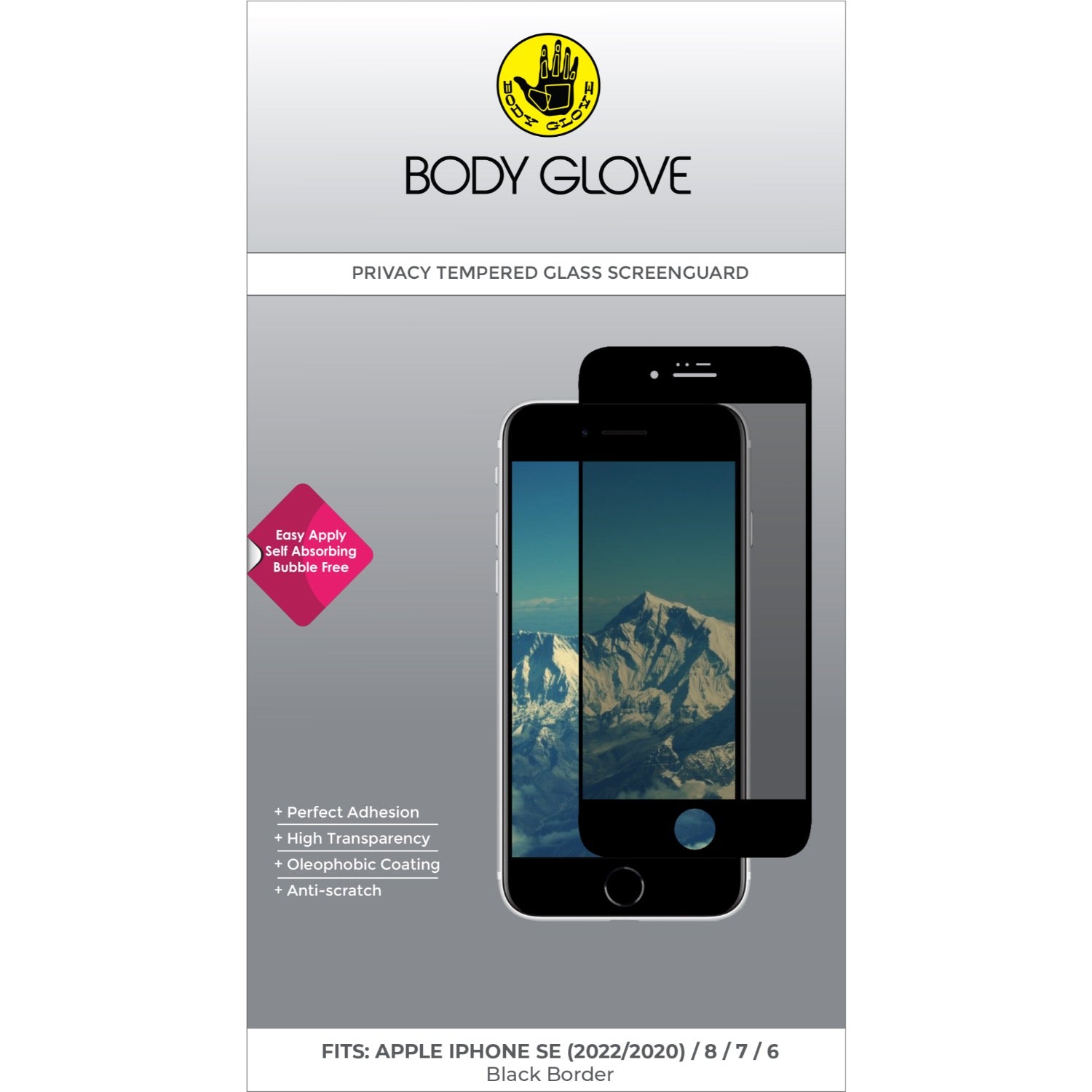 Body Glove Privacy Tempered Glass Screen Protector - Apple iPhone SE (2022) / iPhone SE (2020) / iPhone 8 / iPhone 7 / iPhone 6