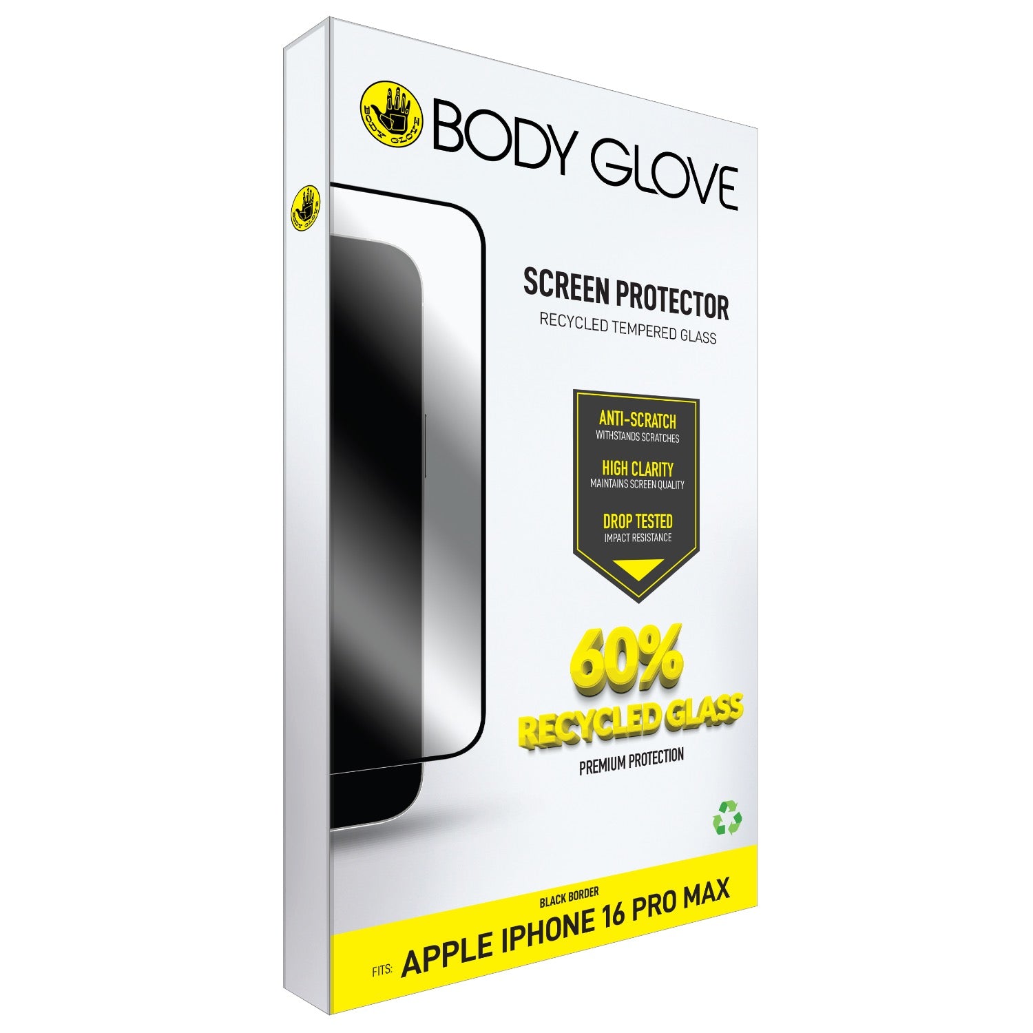 Body Glove Recycled Tempered Glass Screen Protector - Apple iPhone 16 Pro Max - Black Border
