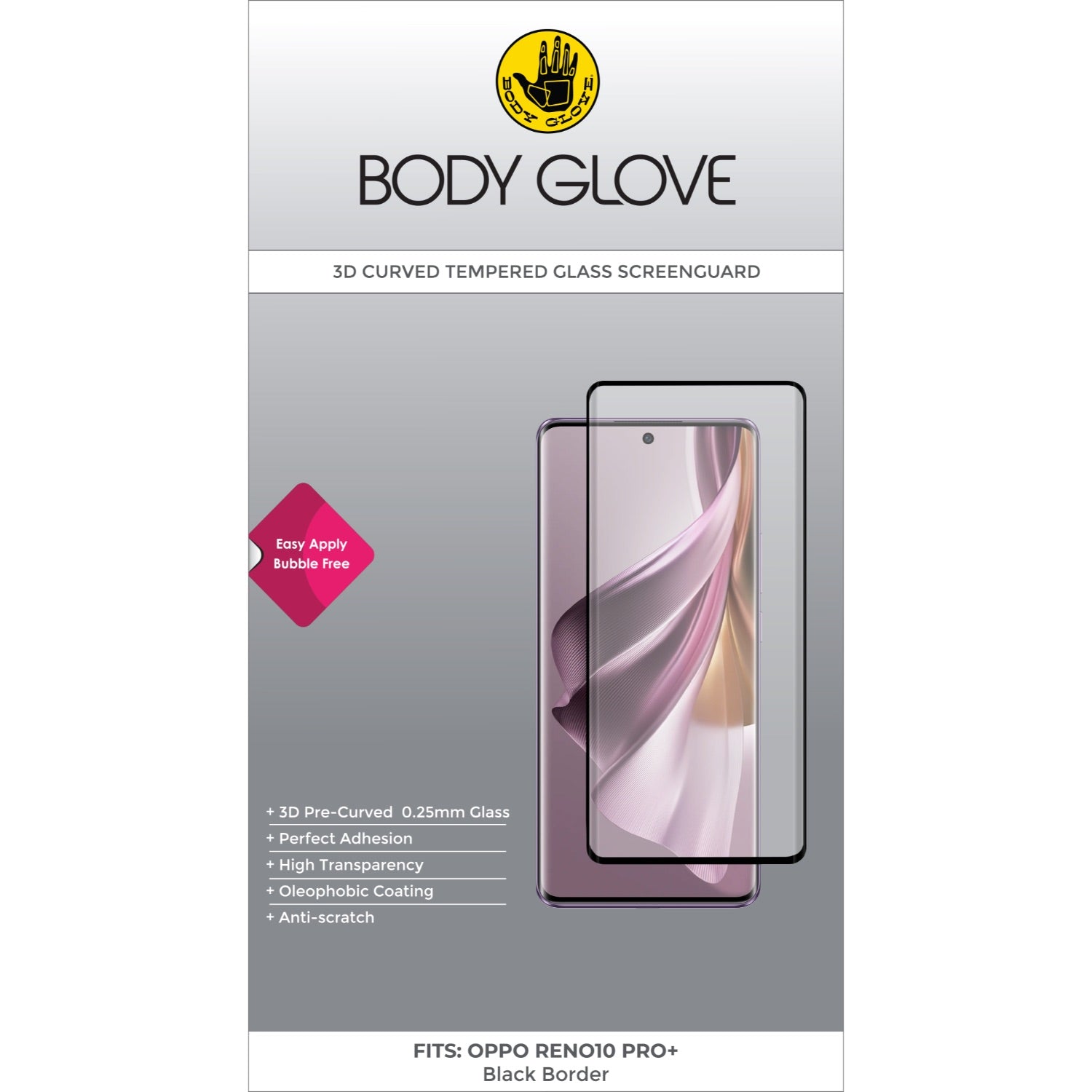 Body Glove 3D Tempered Glass Screen Protector - Oppo Reno10 Pro+
