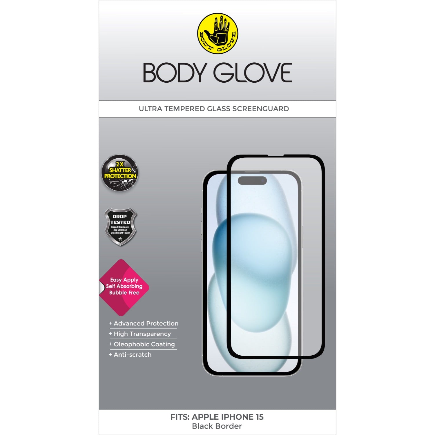 Body Glove Ultra Tempered Glass Screen Protector - Apple iPhone 15