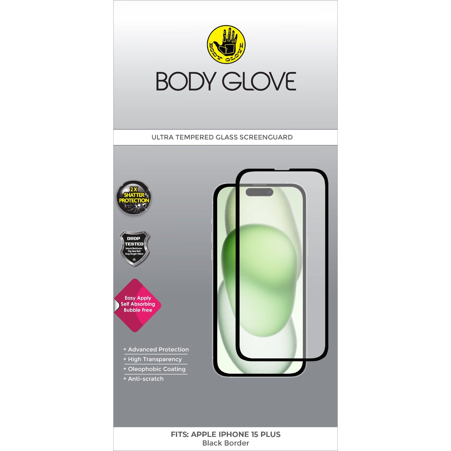 Body Glove Ultra Tempered Glass Screen Protector - Apple iPhone 15 Plus
