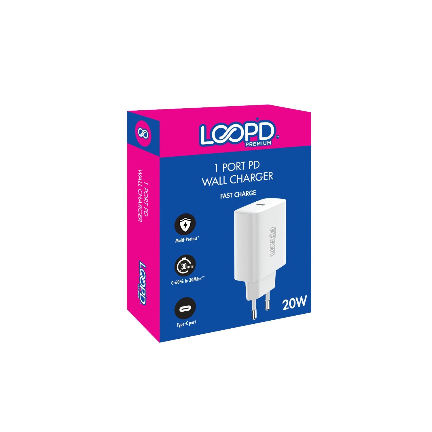 LOOPD 1 Port PD Home Charger 20W - White