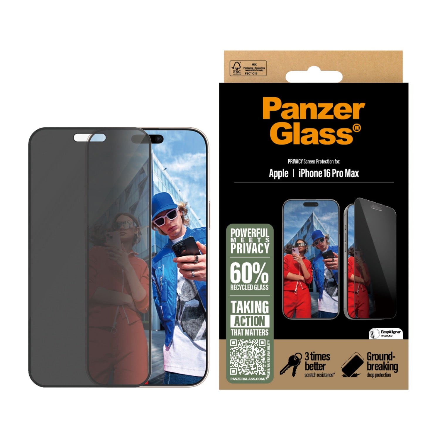 PanzerGlass Privacy Screen Protector Ultra Wide Fit - Apple iPhone 16 Pro Max - Black