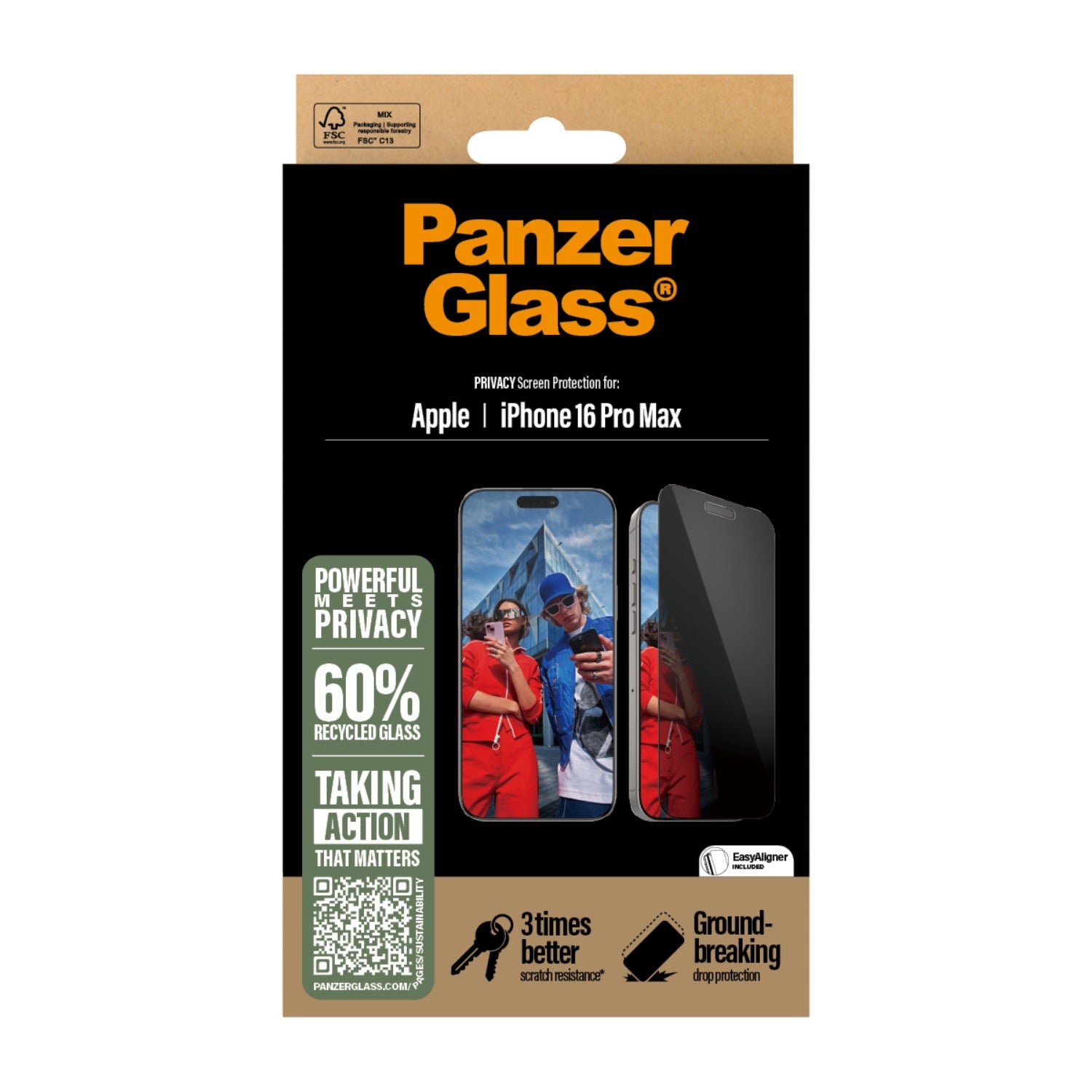 PanzerGlass Privacy Screen Protector Ultra Wide Fit - Apple iPhone 16 Pro Max - Black