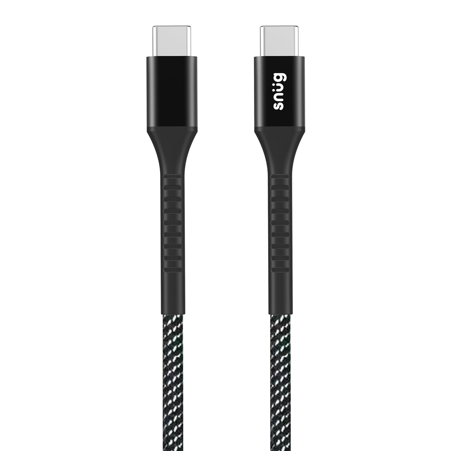Snug Type-C To Type-C Nylon Braided Cable 60W - 1.2 Metre - Black/Silver