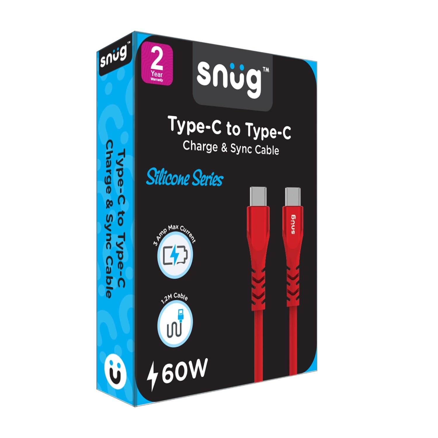 Snug Type-C To Type-C Silicone Cable - 1.2 Metre