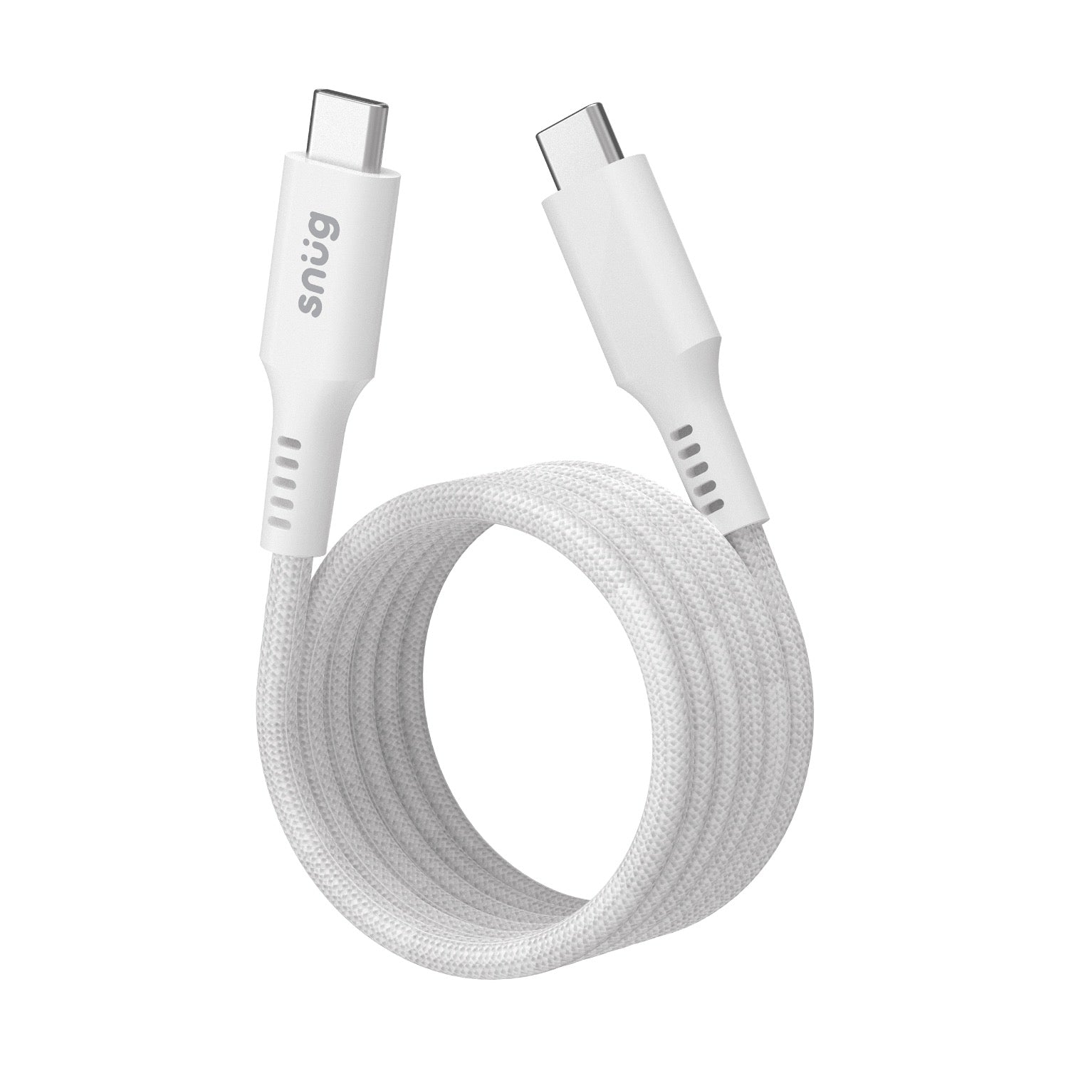Snug Type-C To Type-C Magnetic Braided Cable 60W -  1.2 Metre - White