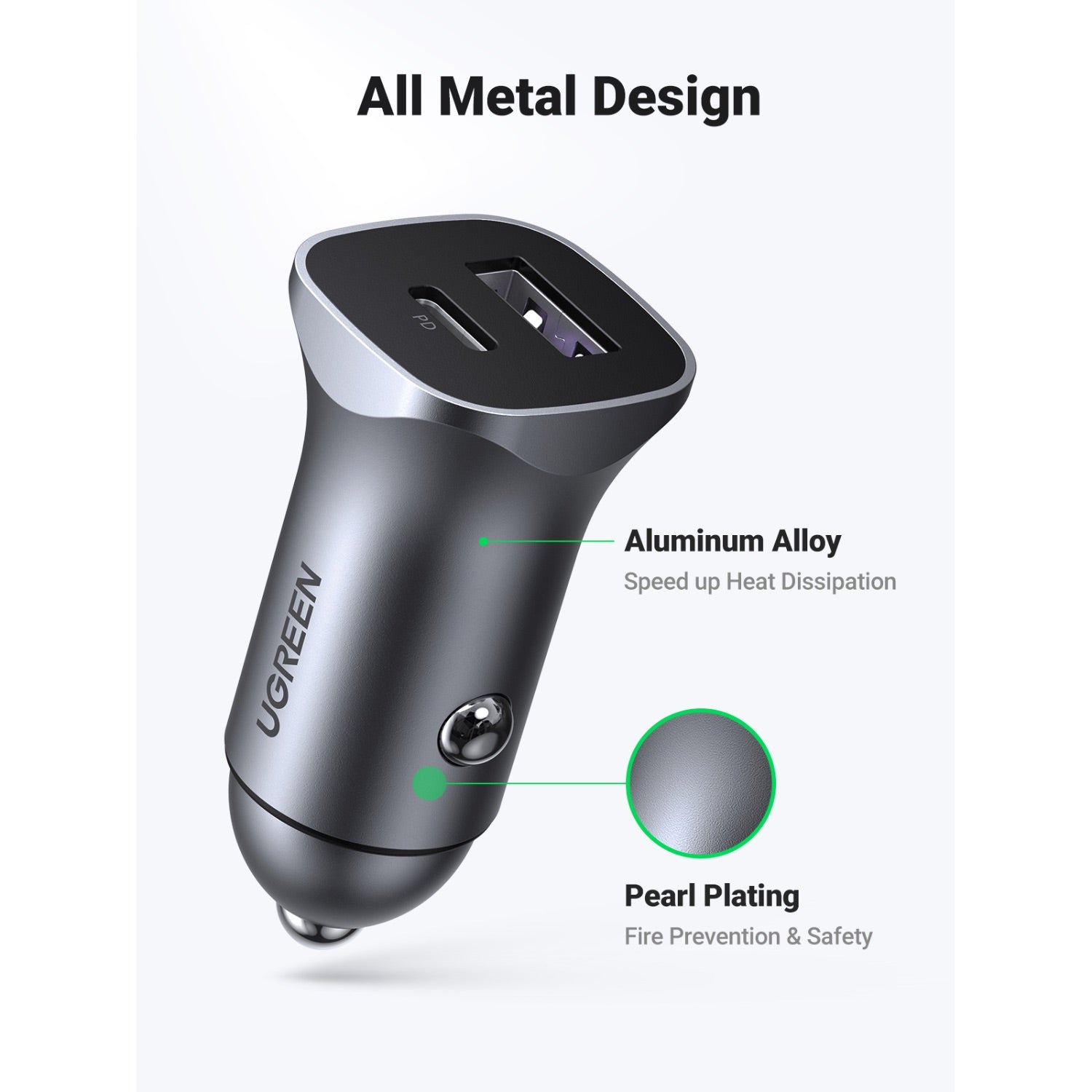UGREEN Dual PD/USB Car Charger - 30W