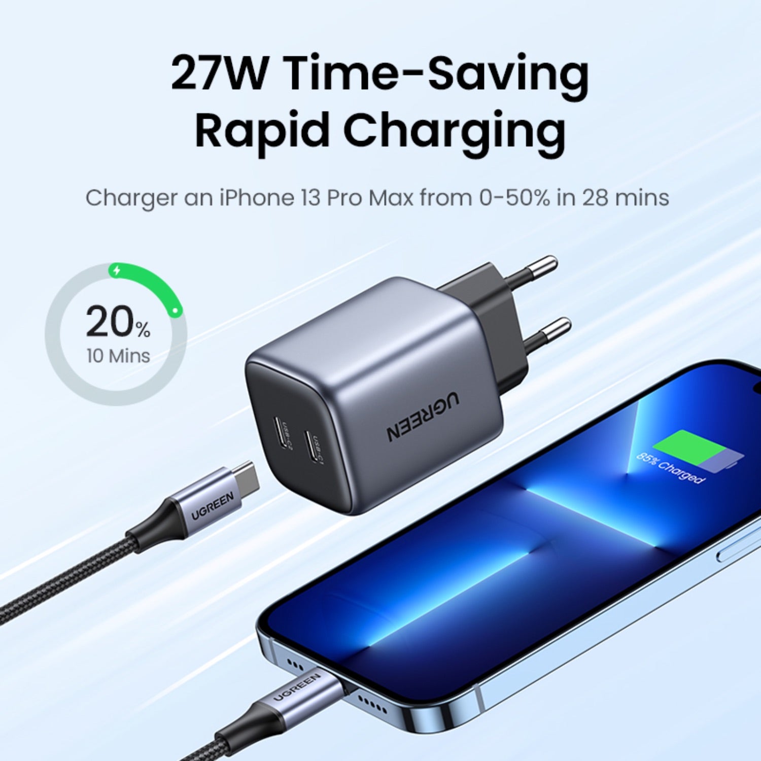 UGREEN 2 Port GaN PD Home Charger - 45W