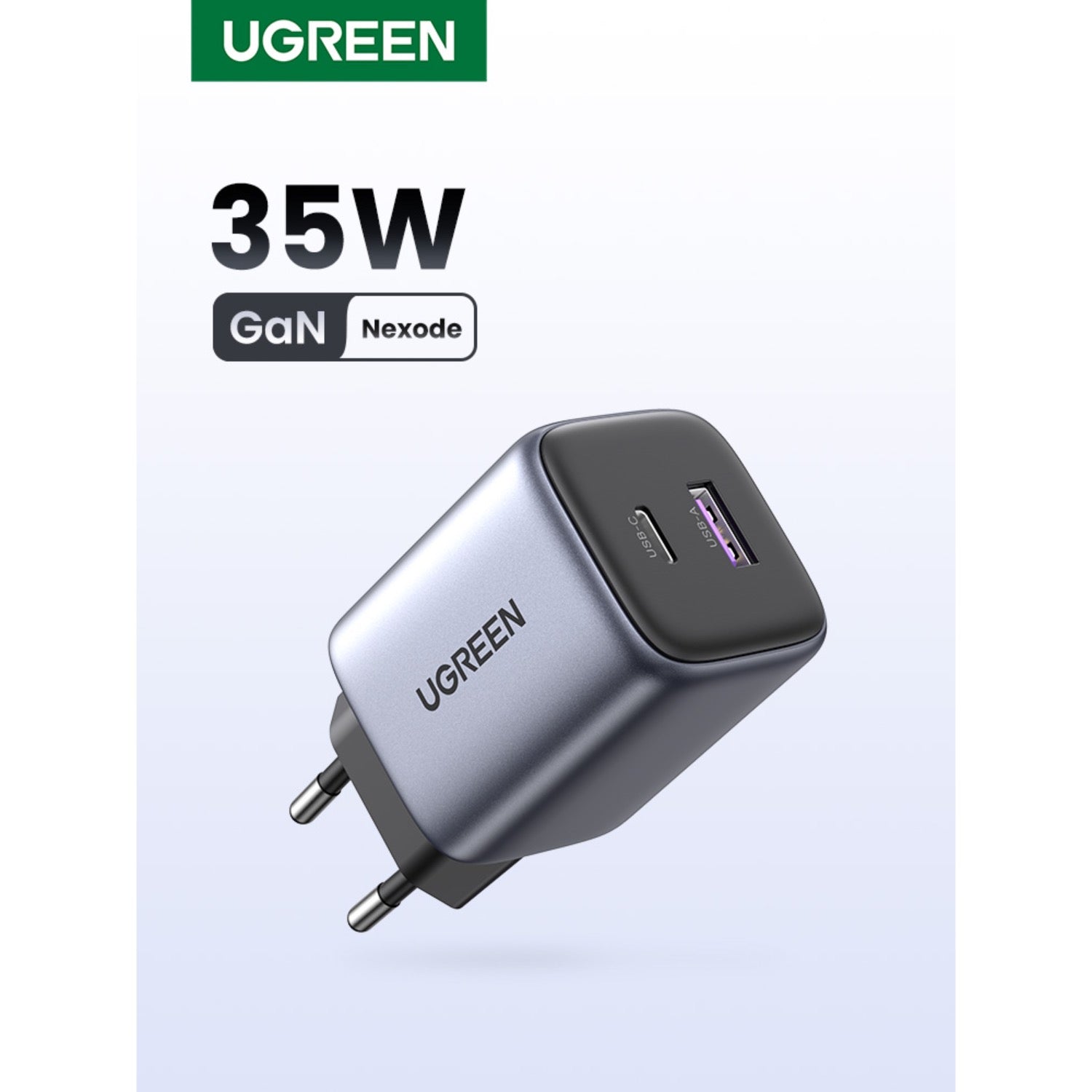 UGREEN Nexode 2 Port PD/USB Wall Charger 35W - Grey & Black