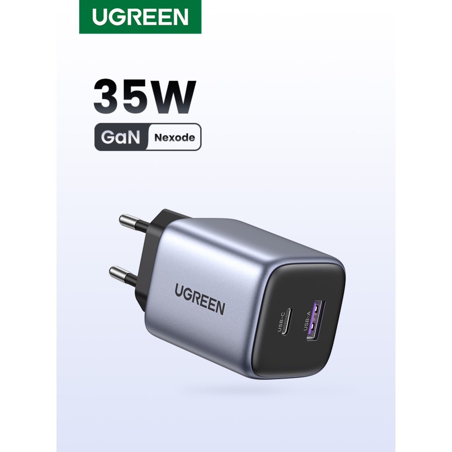 UGREEN Nexode 2 Port PD/USB Wall Charger 35W - Grey & Black